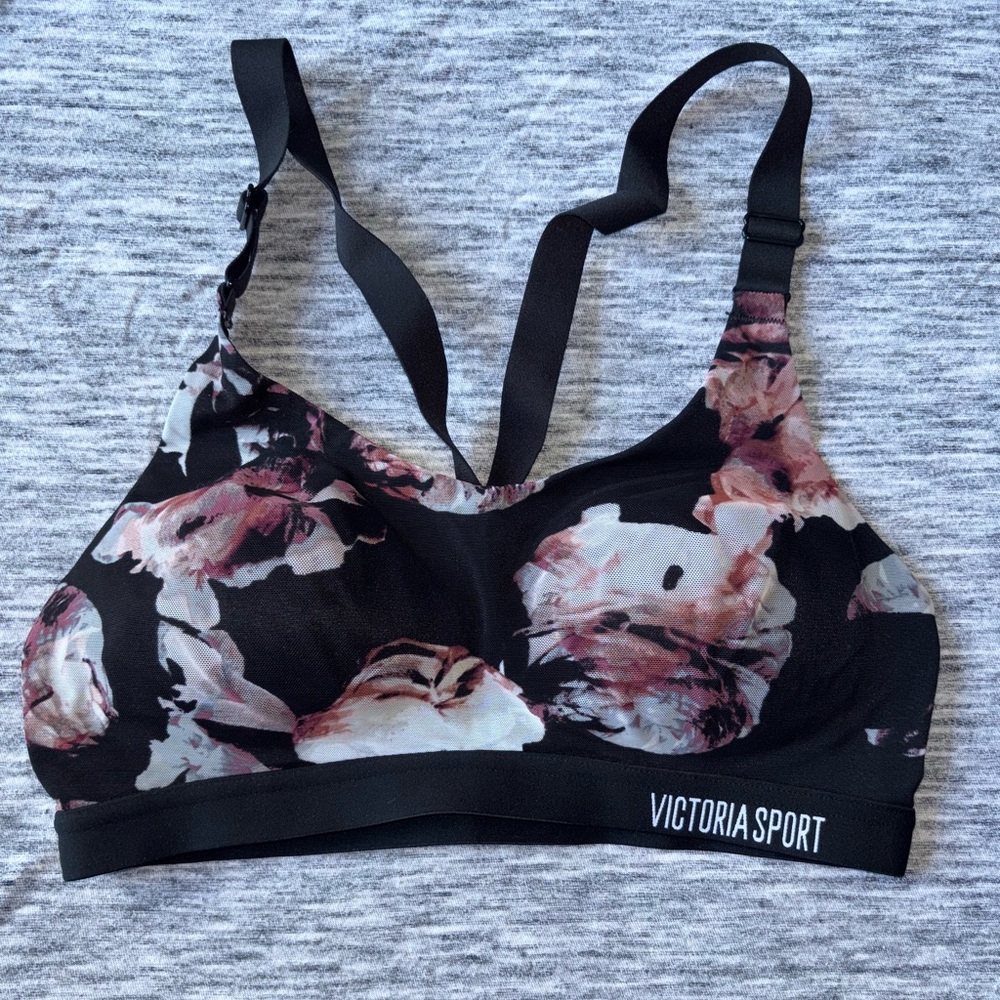 Victoria's Secret Floral Sports Bra - Black and Pink 34B
